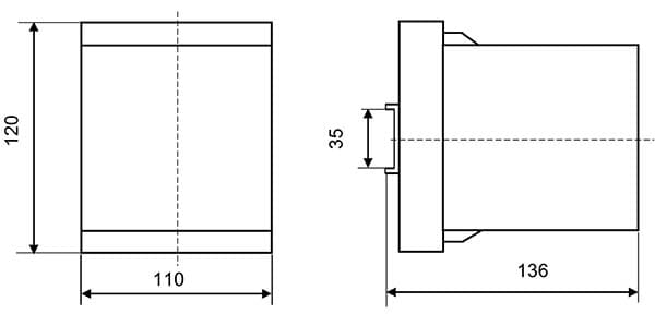 Габаритный чертеж ЭП8554/3, ЭП8554/4 с креплением на DIN-рейку 35 мм