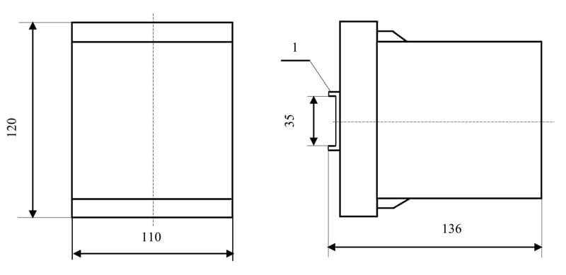 Габаритный чертеж ЭП8556 на DIN-рейке